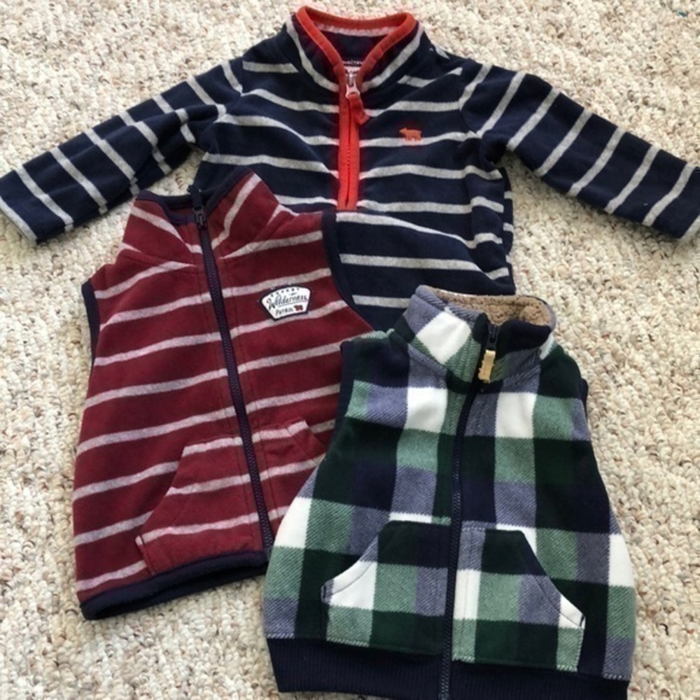 Fleece outerwear zip up and vests baby boy 6 month